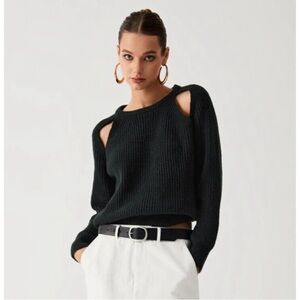 NWT Commense Black Off-the-Shoulder Sweater
